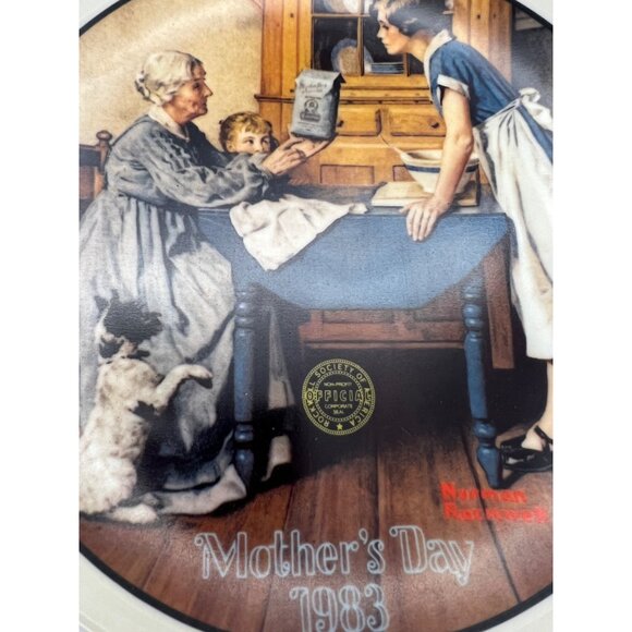 Knowles 1983 Norman Rockwell Mother’s Day Plate Add Two Cups Bradex 84-R70-2.8 - Picture 5 of 6